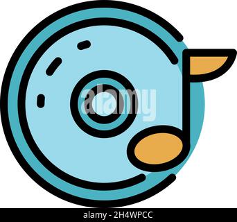 Music cd icon. Outline music cd vector icon color flat isolated Stock Vector