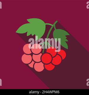 Rowan branch flat icon. Berry fruit. Vector illustration, eps 10 Stock Vector
