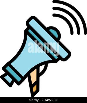 Megaphone agitation icon. Outline megaphone agitation vector icon color flat isolated Stock Vector