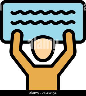 Placard agitation icon. Outline placard agitation vector icon color flat isolated Stock Vector