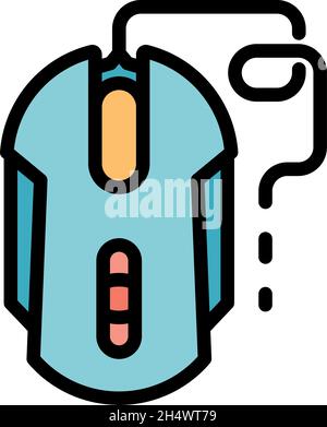 Stream gaming mouse icon. Outline stream gaming mouse vector icon color flat isolated Stock Vector