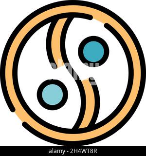 Ying yang amulet icon. Outline ying yang amulet vector icon color flat isolated Stock Vector