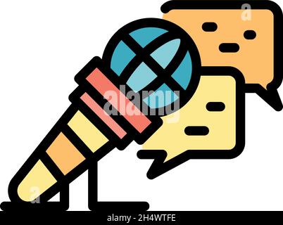 Reporter microphone stream icon. Outline reporter microphone stream vector icon color flat isolated Stock Vector