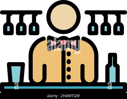 Trust barman icon. Outline trust barman vector icon color flat isolated Stock Vector