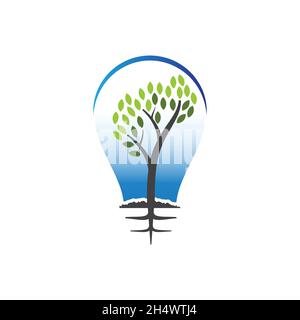 vector, illustration. bulb life with tree logo for life energy. electric company. Stock Vector