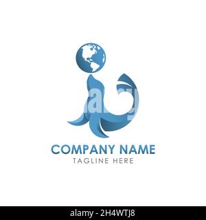 vector illustrations. logo shape like acrobat seals with the ball like the world. Stock Vector