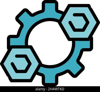 Trust gears wheels icon. Outline trust gears wheels vector icon color flat isolated Stock Vector