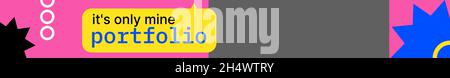 Editable Header for Portfolio in Pink and Yellow Colors. Vector illustration Stock Vector
