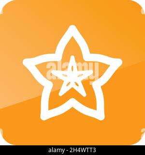 Starfruit Carambola Carom outline icon. Tropical fruit sign. Vector ...