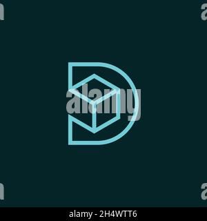 vector, Illustration. Letter D with box. general applying. Stock Vector