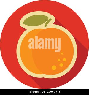 Peach flat icon. Fruit. Vector illustration, eps 10 Stock Vector