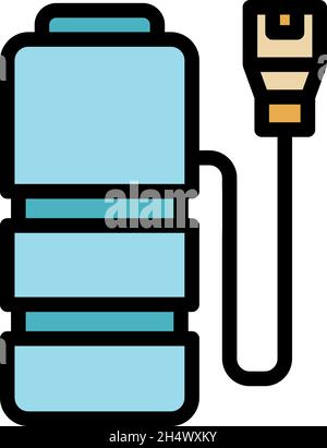 Plug charge battery icon. Outline plug charge battery vector icon color flat isolated Stock Vector