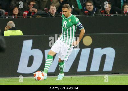 Joaquin of Real Betis Balompie during the UEFA Europa League, Group G football match between Bayer Leverkusen and Real Betis Balompie on November 4, 2021 at BayArena in Leverkusen, Germany - Photo: Laurent Lairys/DPPI/LiveMedia Stock Photo