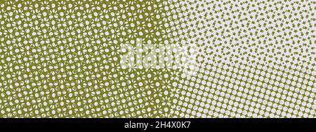 Illustration of rows of abstract big and small white circles over green spotted background Stock Photo