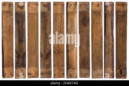 Old barn wood planks isolated on white background. Stock Photo