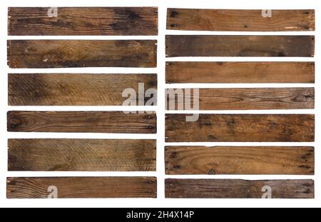 Vintage old wooden planks isolated on white background. Stock Photo