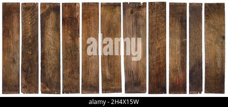 Vintage old wooden planks isolated on white background. Stock Photo