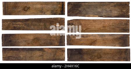 Vintage old wooden planks isolated on white background. Stock Photo