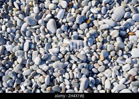 Textured white pebbles on a beach Textured white pebbles on a beach Stock Photo