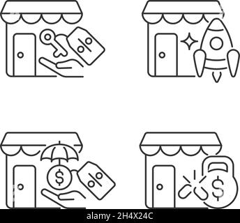 Startup fast growth linear icons set Stock Vector