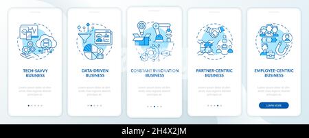 Successful business models blue onboarding mobile app page screen Stock Vector