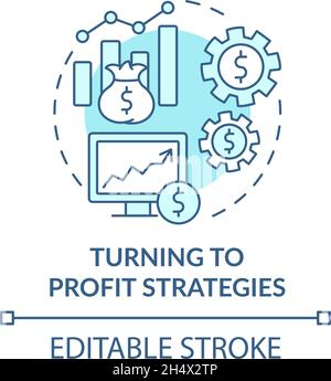 Turning to profit strategies blue concept icon Stock Vector