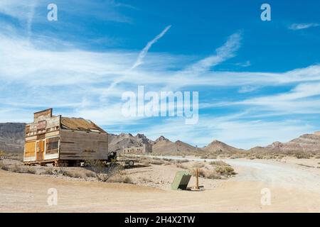 abandoned shack or village store desert  in ghost town of Rhyolite in Death Valley Nevada Stock Photo