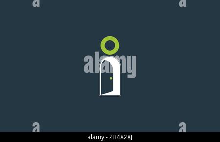 LETTER I LOGO WITH DOOR ICON FOR ILLUSTRATION USE Stock Vector