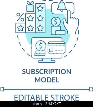 Subscription model blue concept icon Stock Vector