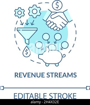 Revenue streams blue concept icon Stock Vector
