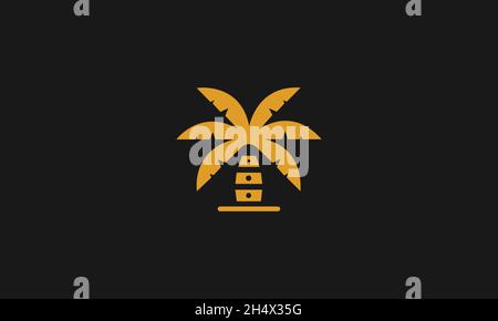 PALM LOGO DESIGN WITH NEGATIVE SPACE EFFECT FOR ILLUSTRATION USE Stock Vector