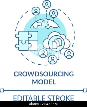 Crowdsourcing model blue concept icon Stock Vector