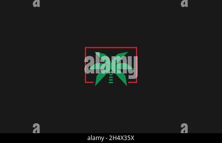 PALM LOGO DESIGN WITH NEGATIVE SPACE EFFECT FOR ILLUSTRATION USE Stock Vector