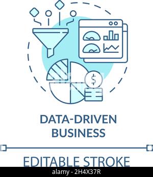 Data driven business blue concept icon Stock Vector