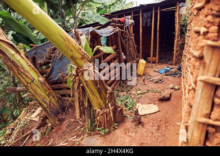 Poor african house in eastern region of equatorial mountains Stock Photo