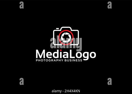 Photography logotype. Minimalist photography logo concept, fit for lens store, photo studio and camera business. Illustration vector. Stock Vector