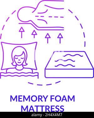 Memory foam mattress purple gradient concept icon Stock Vector