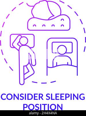 Consider sleeping position purple gradient concept icon Stock Vector