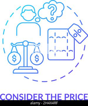 Consider the price purple gradient concept icon Stock Vector