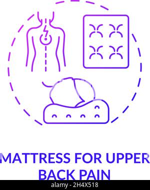 Mattress for upper back pain purple gradient concept icon Stock Vector