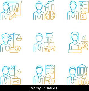 Career in finance field gradient linear vector icons set Stock Vector