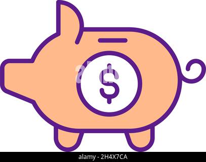 Piggy bank RGB color icon Stock Vector