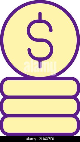 Stack of coins RGB color icon Stock Vector