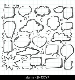 Hand drawn comic speech bubbles sketch design Stock Vector