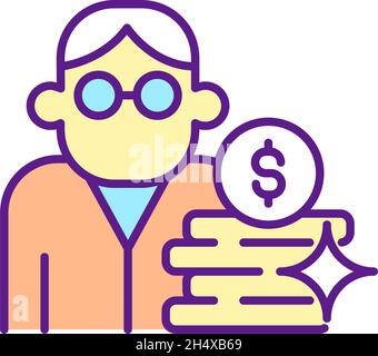 Retirement fund RGB color icon Stock Vector