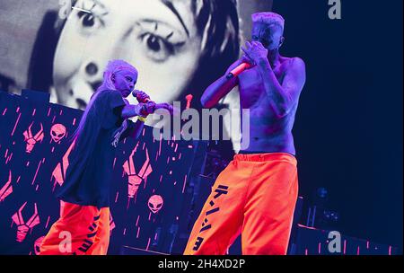 Ninja and Yolandi Visser of Die Antwoord in concert at Brixton Academy - London  Stock Photo
