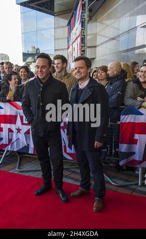 Ant & Dec arriving at Britain's Got Talent live auditions at the ICC - Birmingham Stock Photo