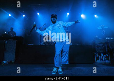 Fred Durst of Limp Bizkit live on stage during Kerrang Tour at the O2 Academy in Birmingham. Stock Photo