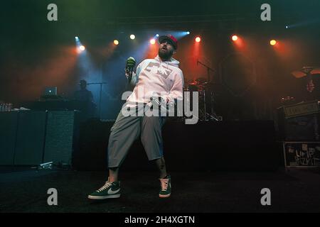 Fred Durst of Limp Bizkit live on stage during Kerrang Tour at the O2 Academy in Birmingham. Stock Photo