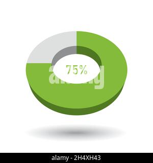 75 percent 3D vector pie chart Stock Vector